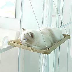 Підвісне віконне ліжечко для кота RESTEQ 55×35 см — гамак на вікно, лежак для кота, спальне місце на присосках