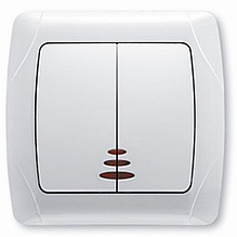 Вимикач 2-кл з підсвіткою VIKO Carmen (білий)