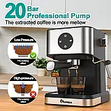 Кавомашина IAGREEA Espresso 20 Бар | Напівавтоматична еспресо-машина з капучинатором | Кавоварка для дому, латте, капучино, фото 5