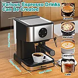 Кавомашина IAGREEA Espresso 20 Бар | Напівавтоматична еспресо-машина з капучинатором | Кавоварка для дому, латте, капучино, фото 4