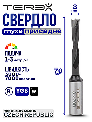Свердло глухе Terex d 3 мм, L 70 мм праве обертання, свердло свердлильно-присадного верстата, свердло для ЧПУ