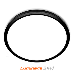 Світильник світлодіодний накладний GLR-24W BLACK Luminaria 5000K 2640Lm 220V IP20 Ø300x23мм 24Вт чорний