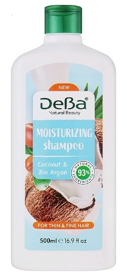 Шампунь DeBa Natural Beauty зволожуючий кокос та арганова олія 500 мл, фото 1