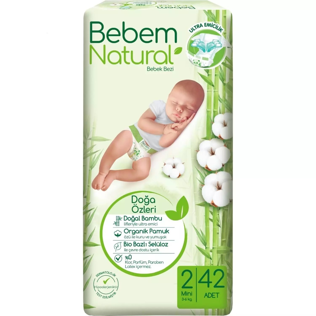 Підгузники дитячі Bebem Natural 2 Mini (3-6 кг) 42шт