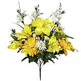 Штучні квіти букет мікс хризантеми, лілії, альстромерії, 70см, фото 3