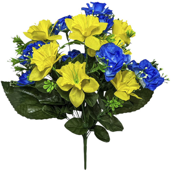 Штучні квіти букет троянд та нарцисів Прима, 46см, фото 1