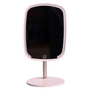 Настільне дзеркало з підсвічуванням 23х18 см для макіяжу на ніжці Рожеве HP-10-6AP