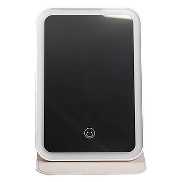 Дзеркало з лед підсвічуванням настільне складне 19.5х13.5 см косметичне для макіяжу Зелене HP-10-8AGR