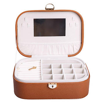 Скринька для прикрас з еко шкіри 2 яруси із замком органайзер для ювелірних виробів HP-5-1BR