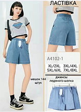 Жіночі шорти матеріал джинсу розмір хл-8хл мікс кольору в пакованні від 8 шт.