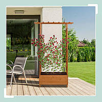 Квіткова коробка з шпалерою та Дах Світло-коричневий