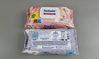 Волога серветка 120 шт. "Freshmaker" клапан (1 пачка), фото 3