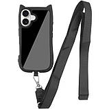 Чохол TPU GETMAN Cat with straps для Apple iPhone 16 (6.1") Black, фото 3