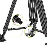 Штатив для високих навантажень до 25 кг карбоновий 78-165 см Ulanzi VideoFast T046, фото 3