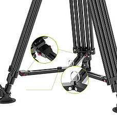 Штатив для високих навантажень до 25 кг карбоновий 78-165 см Ulanzi VideoFast T046, фото 3