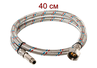 Гнучкий шланг для води обплетення нерж.сталь (ГШ) гайка 1/2" – штуцер М10 «довга голка», 40 см