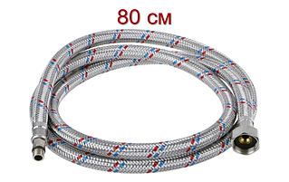 Гнучкий шланг для води обплетення нерж.сталь (ГШ) гайка 1/2" – штуцер М10 «коротка голка», 80 см