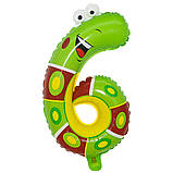 Кулька цифра 6 Черв`ячок 16 дюймів різнобарвний, фото 2