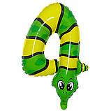 Кулька цифра 4 Змія 16 дюймів різнобарвний, фото 2