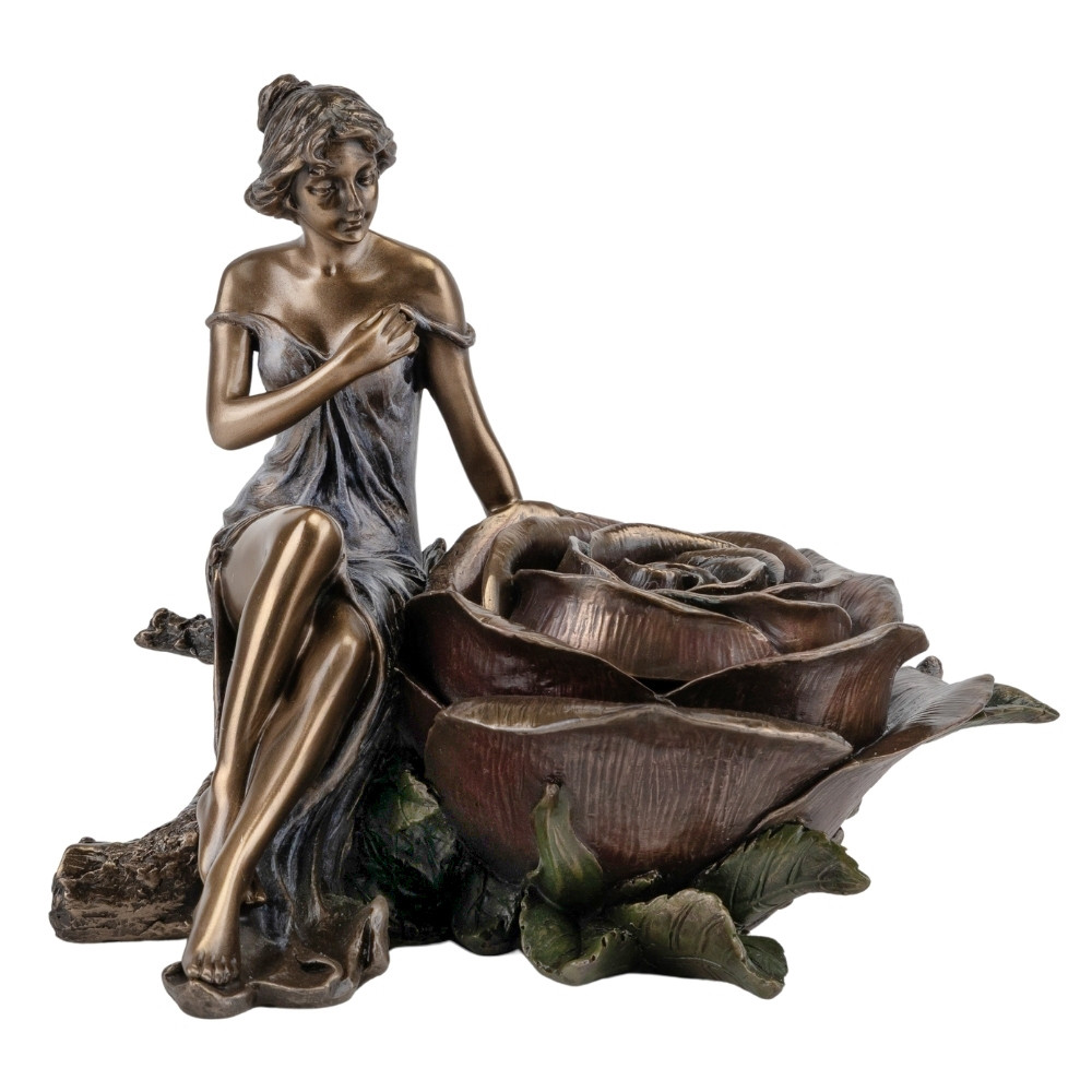 Скринька для прикрас Veronese Дівчина та троянда 15 см 10197 бронзове покриття