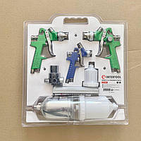 Набір із 3 фарбопультів HVLP, 0,8 мм, 1,3 мм, 1,7 мм, регулятор тиску. INTERTOOL PT-1505