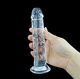 Гнучкий фалоімітатор 20 см, Реалістичний фалос на присосці, Вагінальний стимулятор, Інтимні іграшки, фото 3