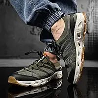 Мужские кроссовки Salomon Хаки/ Стильные весенне летние кроссовки для мужчин/ Дышащие кроссовки в сетку