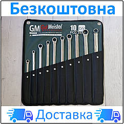 Набір ключів накидних подовжених з трещіткою 8-19 мм 10 од., GUT MEISTER GM-02010 + БЕЗКОШТОВНА ДОСТАВКА Luxprice