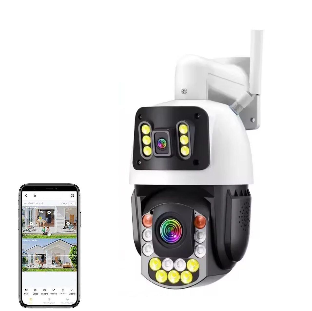 Антивандальна Wi-Fi камера 8 Мп з 2 об'єктивами, поворотна, 50X Zoom камера Pegatah ISE-Q9 8MP 50x. iCSee