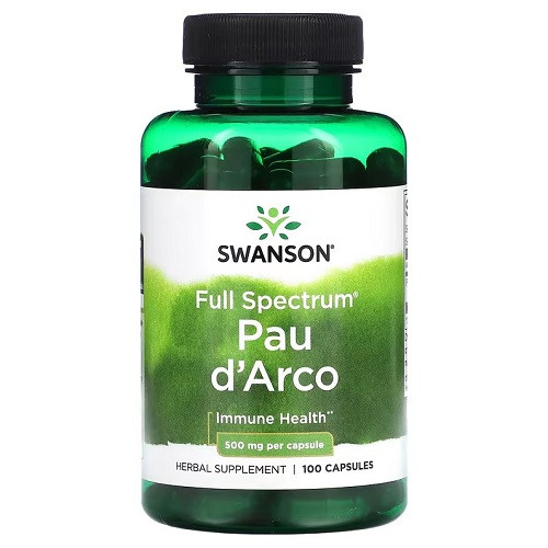 По д'арко (Кора мурашиного дерева) Swanson Full Spectrum Pau d'Arco 500 mg (100 капсул.)