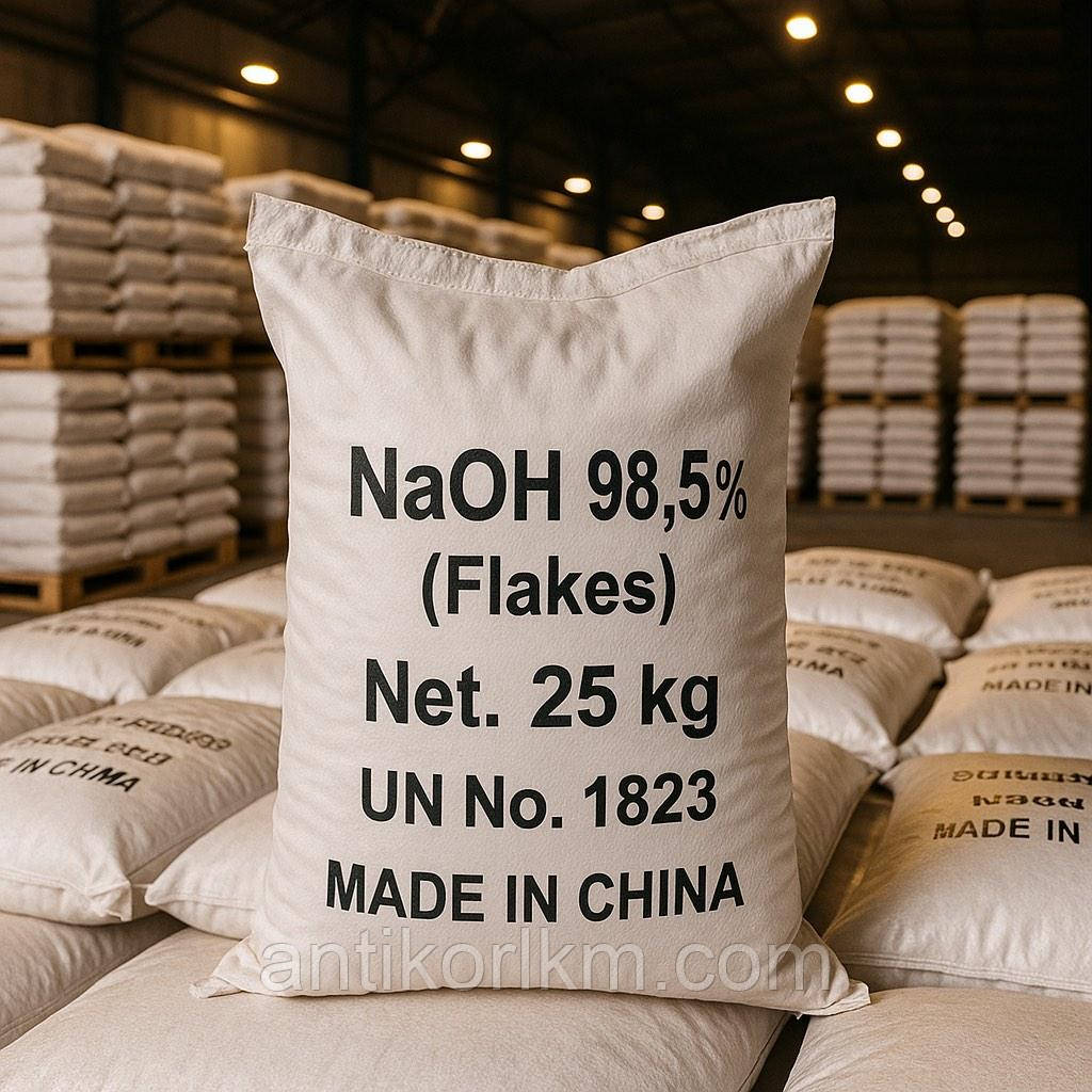 Каустична Сода, Їдкий Натрій, Гідроксид Натрію NaOH (Луска), 25 кг