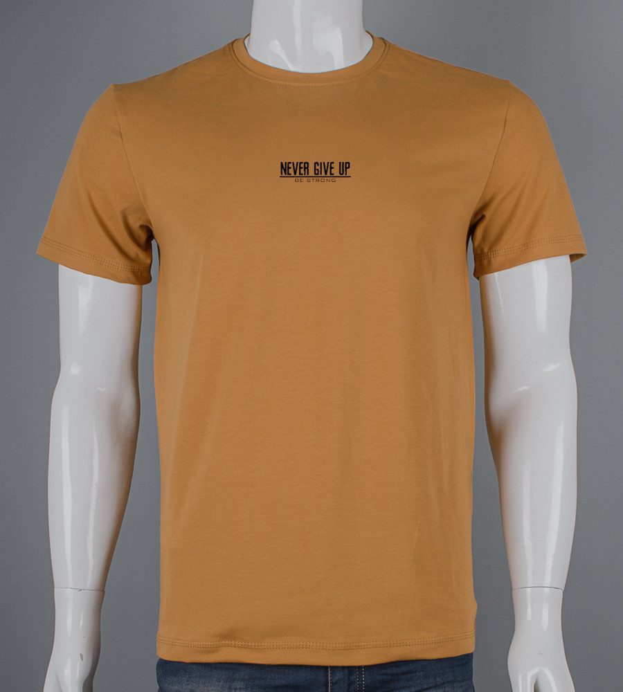 Футболка чоловіча Never Give Up 2422м (Уп.4шт M-XXL), Гірчиця