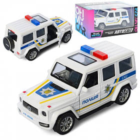 Джип AS-2696 АвтоСвіт, металева, інерційна, поліція розмір 11,5см, гумові колеса, двері відчиняються, в коробці 15,5-8-6,5см.