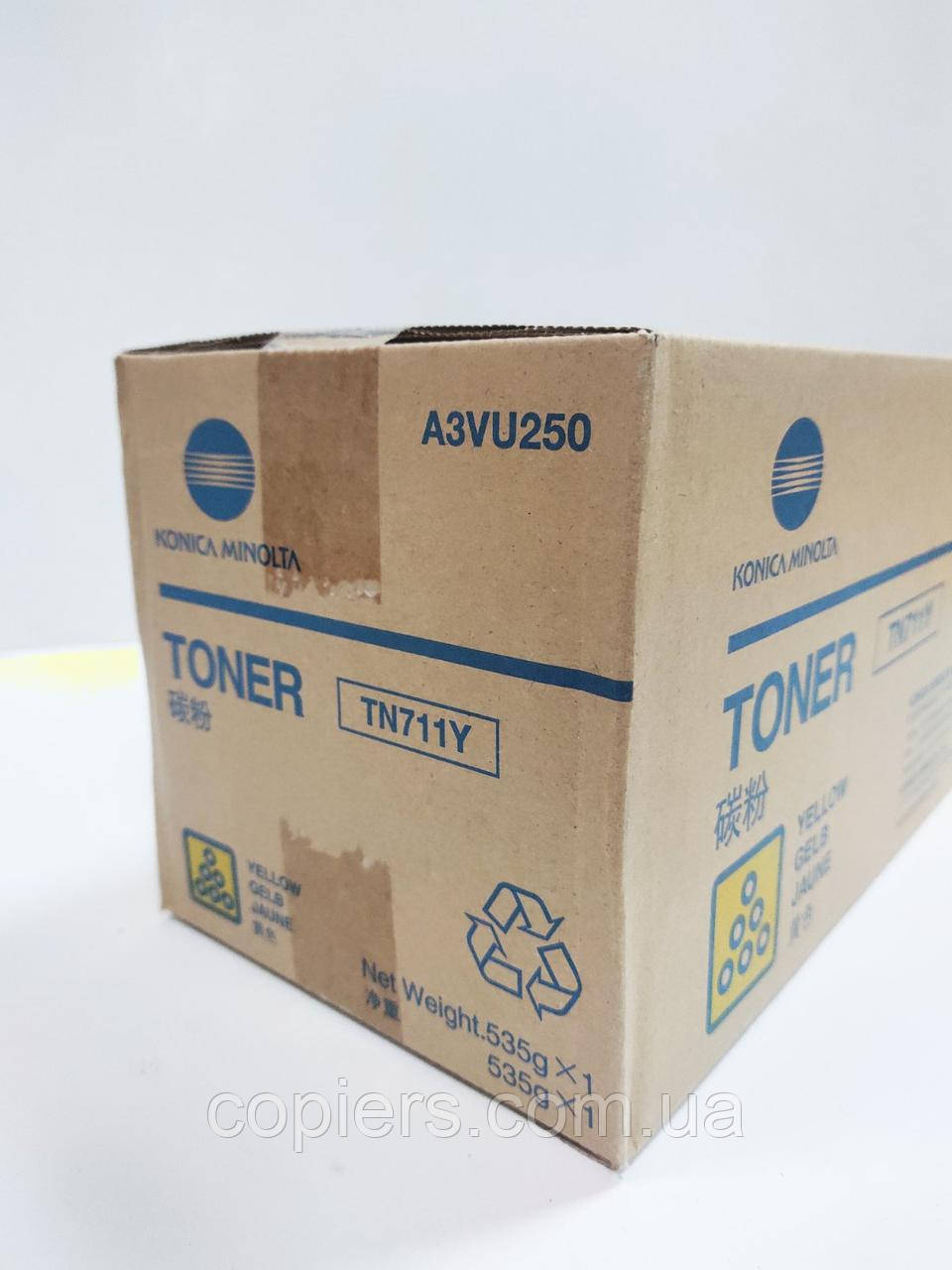 Тонер картридж TN-711 Y Konica Minolta Bizhub c654 c654e c754 c754e, A3VU250 оригінал, tn711y, фото 1