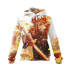 Худі жіноче з принтом «Сильний Кеджиро Ренгоку. Клинок, який знищує демонів. Demon Slayer»