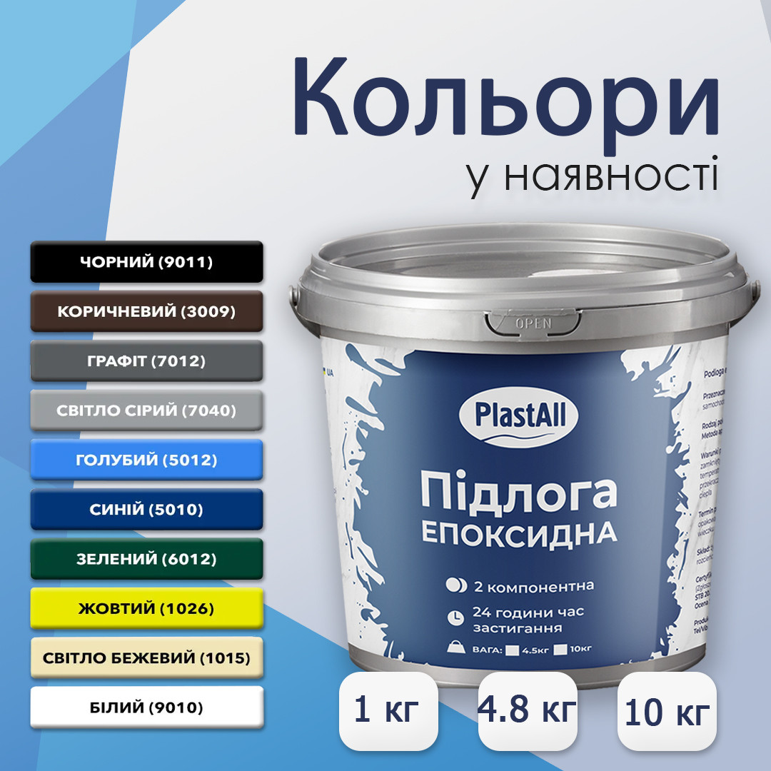 Епоксидна наливна підлога Plastall 1 кг червона двокомпонентна для бетону і металу зносостійка, фото 1