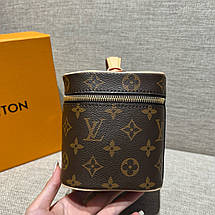 Жіноча коричнева шкіряна косметичка Louis Vuitton Nice Mini BB Toiletry Bag Dopp Kit Pouch Луї Віттон LV, фото 5