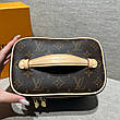Жіноча коричнева шкіряна косметичка Louis Vuitton Nice Mini BB Toiletry Bag Dopp Kit Pouch Луї Віттон LV, фото 7