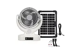 Вентилятор портативний Megatop (MT-801LS) (8", сонячна панель, 1 LED лампа, 3 швидкості, 8Вт, USB, 3.7V/2400 мАг)