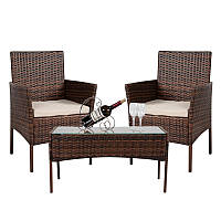 Садовий комплект меблів Bonro B-6210-2 стіл + 2 крісла для тераси саду балкона R_2528