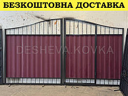Ворота з профнастилом та каліткою Код: А-01003