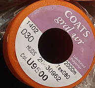 Нитки COATS GRAL WR 30 2000 м чорний (Великобританія) u9500 для шкіри