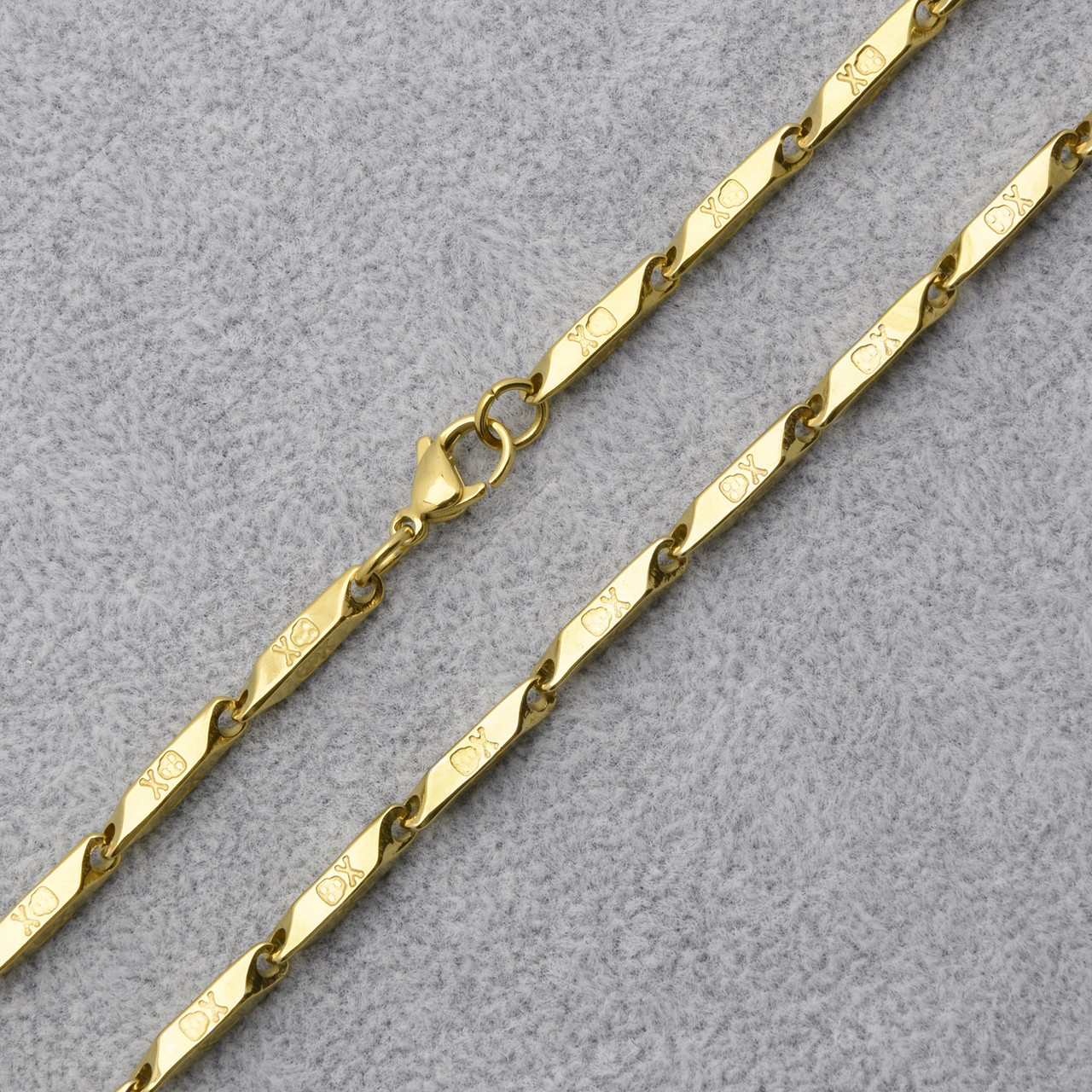 Чоловічий ланцюжок золотистий неіржавка медична сталь черепа Stainless Steel довжина 60 см ширина 3 мм