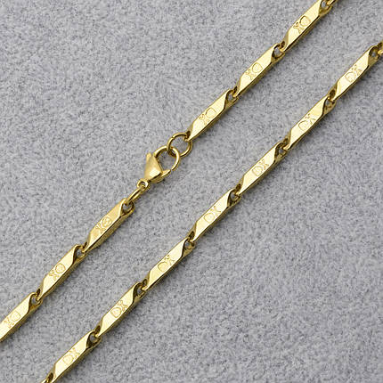 Чоловічий ланцюжок золотистий неіржавка медична сталь черепа Stainless Steel довжина 60 см ширина 3 мм, фото 1