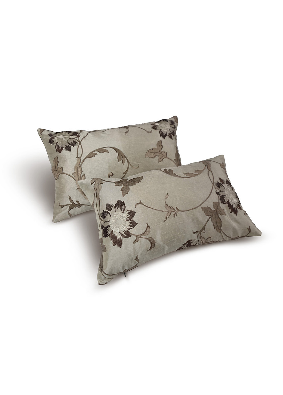 Комплект декоративних подушок Firanka Flowers 2шт 45х30см, мокко з коричневим (п_0793), фото 1