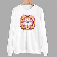 Світшот білий з оригінальним принтом "Янтра. Yantra. Янтра Богіні Лакшмі. Янтра Лакшмі" Push IT