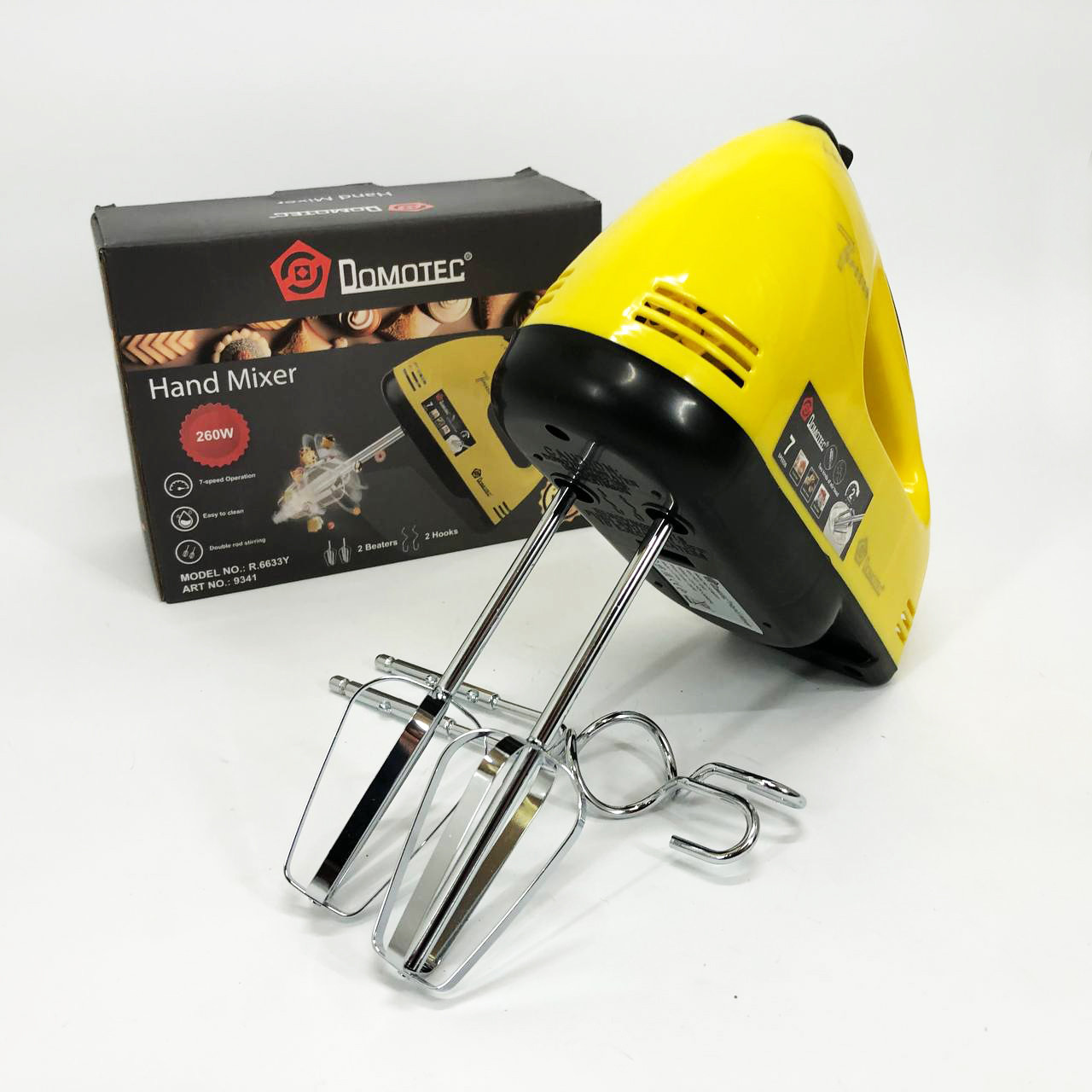 Міксер кухонний стаціонарний DOMOTEC R6633Y, Міксер для тіста на ватрушки з двома віночками GD-76, фото 1