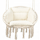 Підвісне бразильське крісло-гамак для балкона Бонро B-092-3 бежевий 120 кг + велика подушка, фото 3