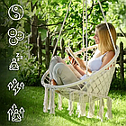 Підвісне бразильське крісло-гамак для балкона Бонро B-092-3 бежевий 120 кг + велика подушка, фото 6