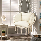 Підвісне бразильське крісло-гамак для балкона Бонро B-092-3 бежевий 120 кг + велика подушка, фото 7